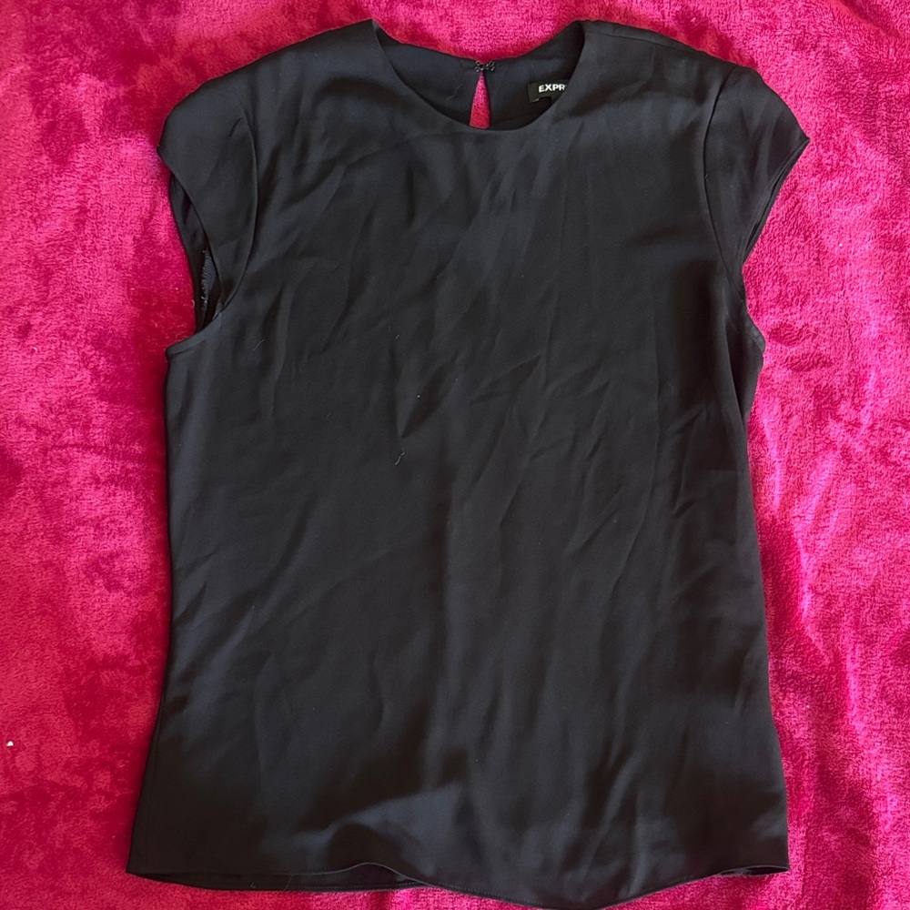 Express Black Cap Sleeve Blouse